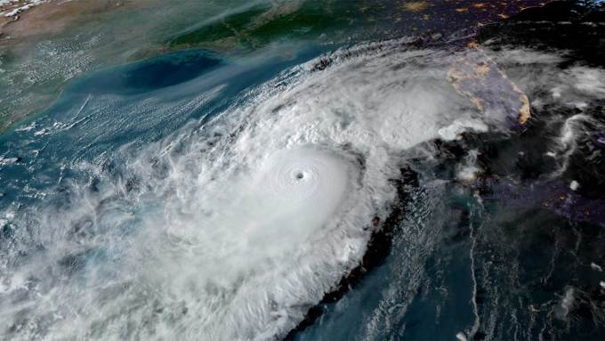 an aerial view of a hurricane