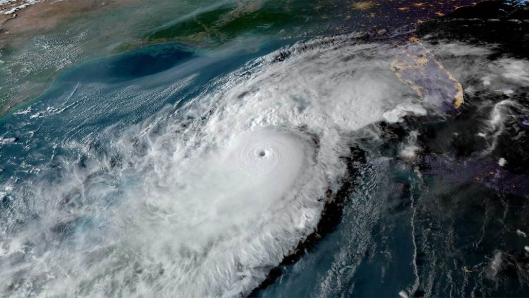 an aerial view of a hurricane